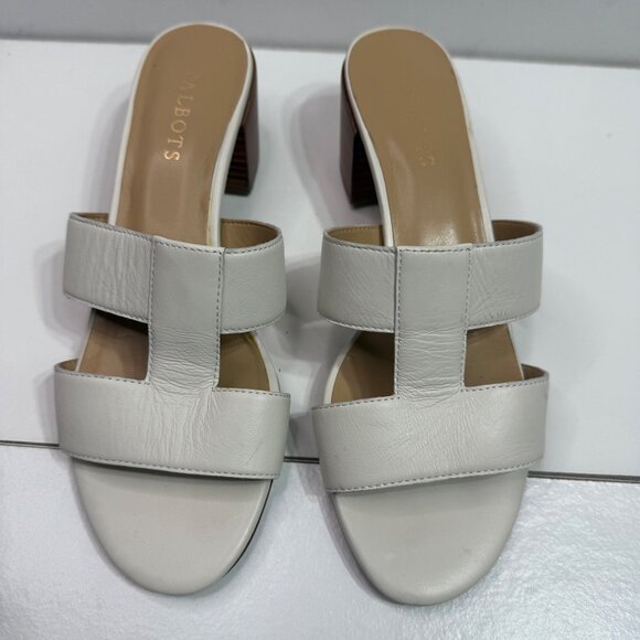 Talbots Womens 8.5M Soft White Tilly Nappa Leather Block Heel Sandals - Picture 1 of 7